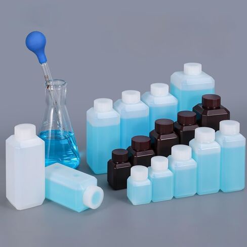 8.4oz Plastic Lab Chemical Reagent Bottles, Square Sample Storage Container, Chemical Container Bottle with Inner Ring Cover, Narrow Mouth Sample Sealing Storage Bottles (2 Pcs) in Saudi Arabia