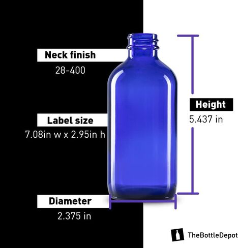 The Bottle Depot - 12 عبوة - زجاجات زجاجية بأغطية سعة 8 أونصة - عنبر متجمد - لمسة نهائية للرقبة 28-400 - زجاجات بوسطن المستديرة - حماية من الأشعة فوق البنفسجية in Saudi Arabia