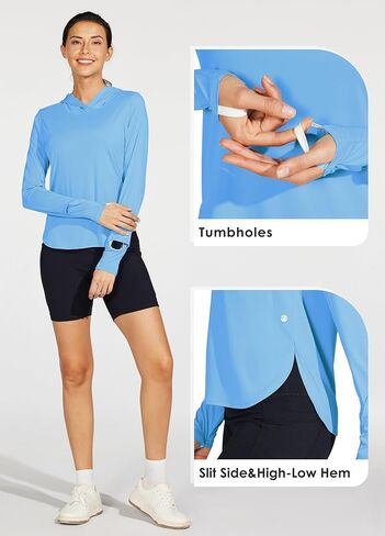 Willit قمصان الشمس النسائية هوديي UPF 50+ SPF كم طويل المشي لمسافات طويلة خفيفة الوزن سريعة الجفاف حماية من الأشعة فوق البنفسجية ملابس خارجية in Kuwait