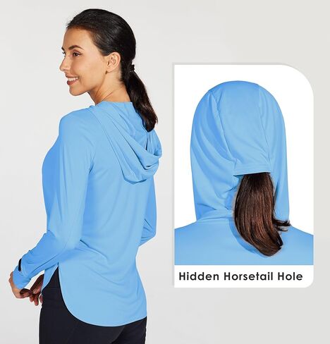 Willit قمصان الشمس النسائية هوديي UPF 50+ SPF كم طويل المشي لمسافات طويلة خفيفة الوزن سريعة الجفاف حماية من الأشعة فوق البنفسجية ملابس خارجية in Kuwait