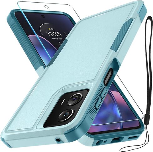 for Moto G Play 2026/Moto G 2026 Case,Full Body Heavy Duty Case,Black Matte | with Tempered Glass Screen Protector+Lanyard Strap,Rugged Shockproof Protective Phone Cover in Saudi Arabia
