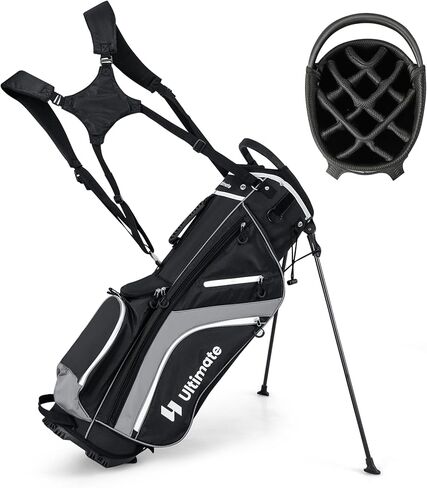 Tangkula Golf Stand Bag with 14 Way Top Dividers, Lightweight 6 Pockets Golf Club Bag with Cooler Bag, Adjustable Dual Strap & Rain Hood, Golf Carry Bag for Men & Women in Kuwait