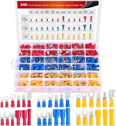 Nilight 540PCS Mixed Quick Disconnect Electrical Insulated Butt Bullet Spade Fork Ring Solderless Crimp Terminals 22-16/16-14/12-10 Gauge Electrical Wire Connectors Assortment Kit, 2 Years Warranty in Saudi Arabia