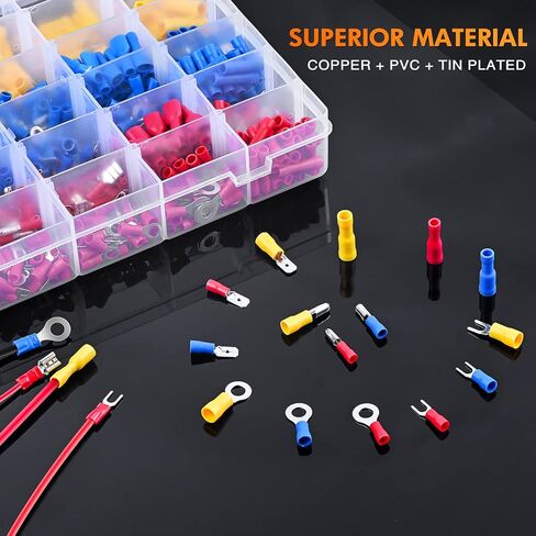 Nilight 540PCS Mixed Quick Disconnect Electrical Insulated Butt Bullet Spade Fork Ring Solderless Crimp Terminals 22-16/16-14/12-10 Gauge Electrical Wire Connectors Assortment Kit, 2 Years Warranty in Saudi Arabia
