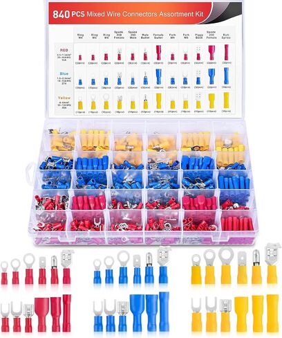 Nilight 540PCS Mixed Quick Disconnect Electrical Insulated Butt Bullet Spade Fork Ring Solderless Crimp Terminals 22-16/16-14/12-10 Gauge Electrical Wire Connectors Assortment Kit, 2 Years Warranty in Saudi Arabia