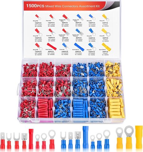 Nilight 540PCS Mixed Quick Disconnect Electrical Insulated Butt Bullet Spade Fork Ring Solderless Crimp Terminals 22-16/16-14/12-10 Gauge Electrical Wire Connectors Assortment Kit, 2 Years Warranty in Saudi Arabia