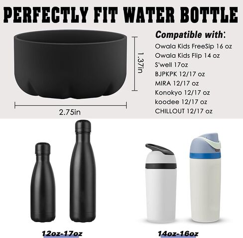 Silicone Boot Compatible with Owala Kids Water Bottle 14/16 oz & S'well 17oz Water Bottle and More 12/17 oz Stainless Steel Water Bottles, Anti-Slip Bottom Protector Sleeve in Kuwait