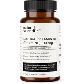 Vitamin B1 (Thiamine) Supplement 100mg - from Organic Guava and Tulsi - Plant-Based, Gluten-Free, Vegetarian, Non-GMO - 60 capsules - Premium Dietary Supplement