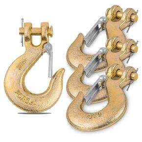 4 Pack 1/2" Clevis Slip Hook with Safety Latch, Heavy Duty Grade 70 Chain Hook for Transport Chain, Winch Hook, Tow Hook, and Chain Hook,48000Lbs Capacity Load - Safety Latch Hook