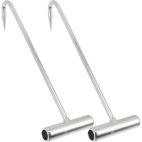 DOITOOL Well Cover 2Pcs Stainless Steel Manhole Cover Hook Heavy Duty Manhole Lift Hooks T Hook Manhole Tool for Open Manhole Covers Lifting Hooks
