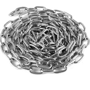 13 Feet 1/4 Inch 304 Stainless Steel Proof Coil Chain, Heavy Duty Hardened Straight Link Chain, Zinc Plated Chain for Truck Trailer Swing, Hanging