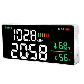 11 Inch LED Decibel Meter, 2.4G WiFi 4 in 1 Sound Decibel Meter, Wall Mounted Rechargable Display Sound Level Meter for Classroom, Studio, Home, Factory
