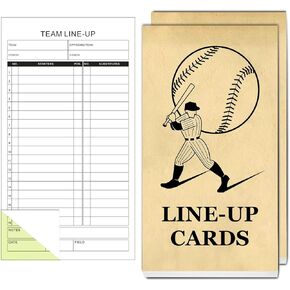 EkiShoal Sporting Goods Baseball & Softball Lineup Cards- 50 Games with 18 Player Roster Line Up Cards Sheet (4-Part Carbon Copies)
