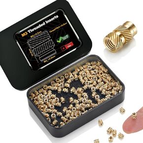 200Pcs M3 Threaded Inserts for 3D Printing Components,M3*5mm*4.5mm Metric Brass Knurled Nuts, Insert by Heat into Plastic Parts