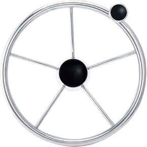 CHANGE MOORE 5-spoke 13-1/2 Inch 304 Stainless Boat Steering Wheel Universal Destroyer Style Marine Steering Wheel Adapter fit 3/4 inch Tapered Shaft with Turning Knob for Boats Yachts