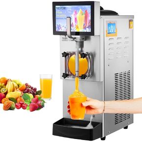 VEVOR Commercial Slushy Machine, 8L / 2.1 Gal Single Bowl, Cool and Freeze Modes, 1050W Stainless Steel Margarita Smoothie Frozen Drink Maker, Slushie Machine for Party Cafes Restaurants Bars Home