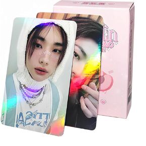 Hyunjin Photocards Stray Kids Hyunjin Laser Photocards 50PCS HYUNJIN Holo Effect Photocards Gift for Fans Daughter Stray Kids Birthday Party Decoration