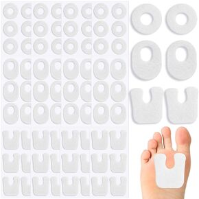 Shynek 72 Pcs Callus Pads, 3 Model Felt Callus Cushions for Bottom of Foot Self Adhesive Foot Corn Pads for Men and Women Reduce Foot and Toes Pain Relief, U Shaped, Oval Shape & Round Shape, Beige