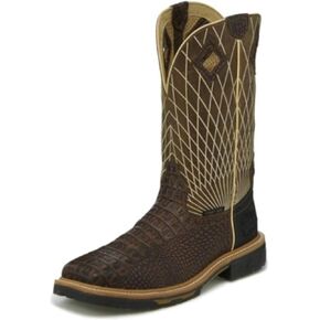 Justin Men's Derrickman Croc Print Western Work Boot Composite Toe - Wk4833