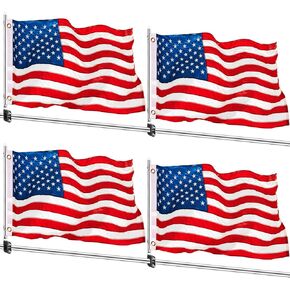 4 Pcs 18" Boat Flag Pole Kit with American Flag Boat Flag Pole Marine Flag Pole 4th of July Outdoor Decor for Boat 12 x 18" Embroidered Star American Flag