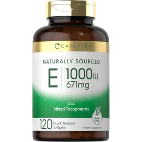 Carlyle Vitamin E plus Mixed Tocopherols | 1000 IU (671mg) | 150 Softgels | Non-GMO and Gluten Free Formula | Naturally Sourced Vitamin E Supplement
