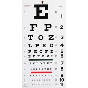 Graham-Field 1240 Grafco Snellen Eye Chart, Plastic with Non-Reflective Matte Finish, 22" x 11"