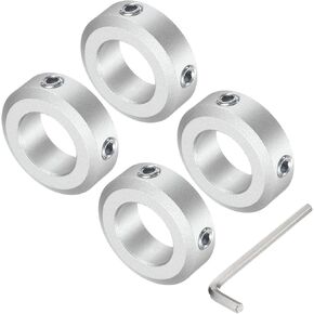 uxcell Set Screw Shaft Collar for 18mm Shaft, 4pcs Clamping Collars 32mm OD, 10mm Thickness, Aluminum Alloy Clamp-On Collar with M6 Set Screws and a Wrench