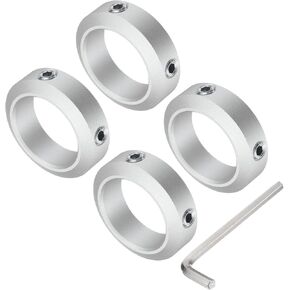 uxcell Set Screw Shaft Collar for 35mm Shaft, 4pcs Clamping Collars 50mm OD, 15mm Thickness, Aluminum Alloy Clamp-On Collar with M8 Set Screws and a Wrench