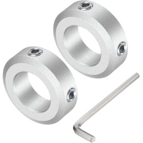 uxcell Set Screw Shaft Collar for 18mm Shaft, 2pcs Clamping Collars 32mm OD, 10mm Thickness, Aluminum Alloy Clamp-On Collar with M6 Set Screws and a Wrench