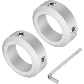uxcell Set Screw Shaft Collar for 30mm Shaft, 2pcs Clamping Collars 46mm OD, 15mm Thickness, Aluminum Alloy Clamp-On Collar with M8 Set Screws and a Wrench