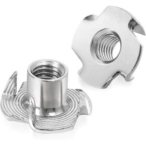 3/8"-16 Stainless Steel T-Nuts Durable Anti-Corrosion Threaded Inserts Tee Nut Four Prongs Nut for Wood and Furniture, 30 PCS
