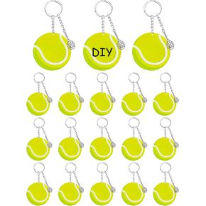 Taiyin 18 Set Large Size Tennis Acrylic Keychain Kit with a Pen for Sublimation Vinyl Sticker DIY Crafting for Sports Favor, Green