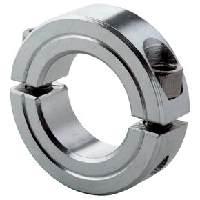 2C-162-Z Zinc Plated Mild Steel Two-Piece Clamping Shaft Collar, 1-5/8" Bore, 2-5/8" Outside Diameter, 11/16" Width, 5/16"-24 x 1" Clamp Screws