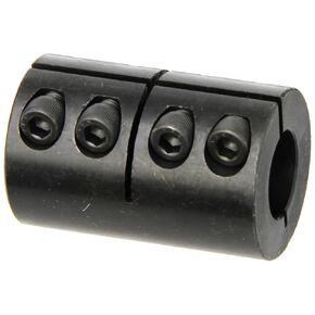ISCC-075-075 Black Oxide Plated Mild Steel Clamping Coupling, 3/4" x 3/4" Bore, 1-1/2" Outside Diameter, 2-1/4" Length, 1/4"-28 x 5/8" Clamp Screw
