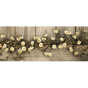 Rustic Country Primitive Tea Stained Daisy Garland Farmhouse Floral Decor