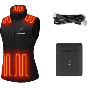 Venustas Heated Vest for Women (Black, 2X-Large) and One Extra Ultra-Compact 7.4v Battery Pack