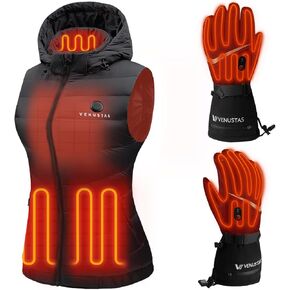 Venustas Women's Heated Vest with 90% Down (Size M), Heated Gloves (Size M) for Hunting Skiing and Arthritis