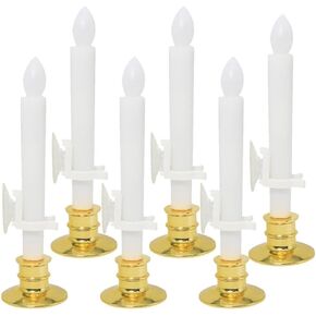 Baluue 6pcs Electric Window Candle Lamp with Brass Plated Base Christmas Candle Lamp, Window Candle Lamp Flameless LED Candle Christmas Decoration