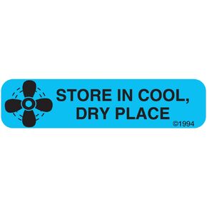 1-668 "Store Cool Dry" Permanent Paper Label, 1 9/16" x 3/8", Blue, Pack of 1000