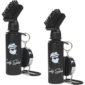 2-Pack Caddy Splash Club Scrub Golf Water Brush - Retractable Brush with Nylon-Bristles Head- Anti-Leak Reservoir Tube - Squeeze Bottle for Easy Cleaning - 7.5 Inches, Holds 4 Ounces of Water (2)