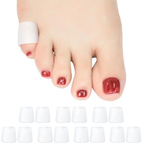 Silicone Small Toe Protectors Tubes, 14 Packs of Gel Pinky Toe Covers Sleeves for Women and Men, Open Little Toe Caps Guards for Cushioning Overlapping Toes, Blisters, Corns, Cushion Toe Pain