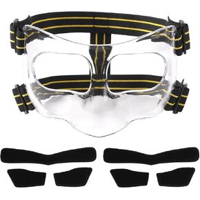 Mask for Broken Nose, 5.9x3.74in Broken Nose Face Guard Yellow & Black Adjustable Nose Protector with Padding Sports Face Mask Nose Guard for Basketball Soccer Baseball