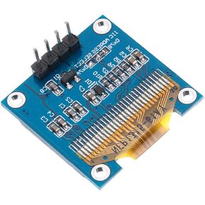 MECCANIXITY 0.96inch OLED LCD Screen Module with Soldered 4 Pins 128x64 Resolution Display I2C IIC Communication Display,Blue Display Color