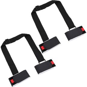 2PCS Ski Fastener Tapes Adjustable Length 65-115 CM Adjustable Ski Carrier Straps Cushioned Shoulder Sling for Winter Sports for Adults and Children Black