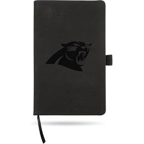 Rico Industries NFL Carolina Panthers Black Laser Engraved Small Notepad Jounral/Notepad 8.25" x 5.25"- Office Accessory