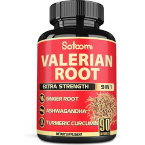 Valerian Root Capsules - 9 Natural Herbs - Ashwagandha, Turmeric, Ginger, Ceylon Cinnamon - 90 Caps for 3-Month Supply
