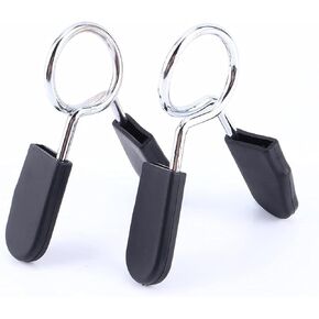 Barbell Spring Collar Clip, 2 Pcs Standard 25mm Barbell Clamps Gym Weightlifting Fasteners Removable Rubber Handle Spring Lavalier Clamps