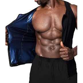 Sauna Sweat Vest Workout Tank Top Waist Trainer Shirt for Men Compression Workout Enhancing Vest with Zipper
