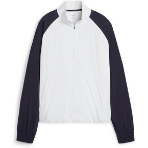 Puma Golf Women's W LIGHTWEIGHT 1/4 ZIP SHELL, WHITE GLOW-DEEP NAVY