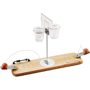 Hammer + Axe 2-Player Wooden Basketball Game, Vintage-Inspired Tabletop Hoops, 2 Shot Glass Baskets for Extra Fun, Drinking Game for Adults, Perfect for Bar or Man Cave, Keep Score with Sliding Rings